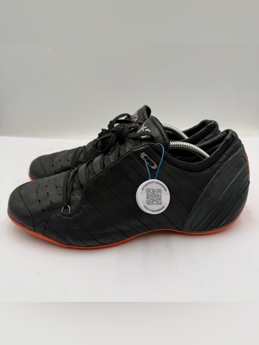 B44 Rare Adidas Y-3 Mid II Sz 11.5 Black/Orange Leather Sneakers Yohji Yamamoto